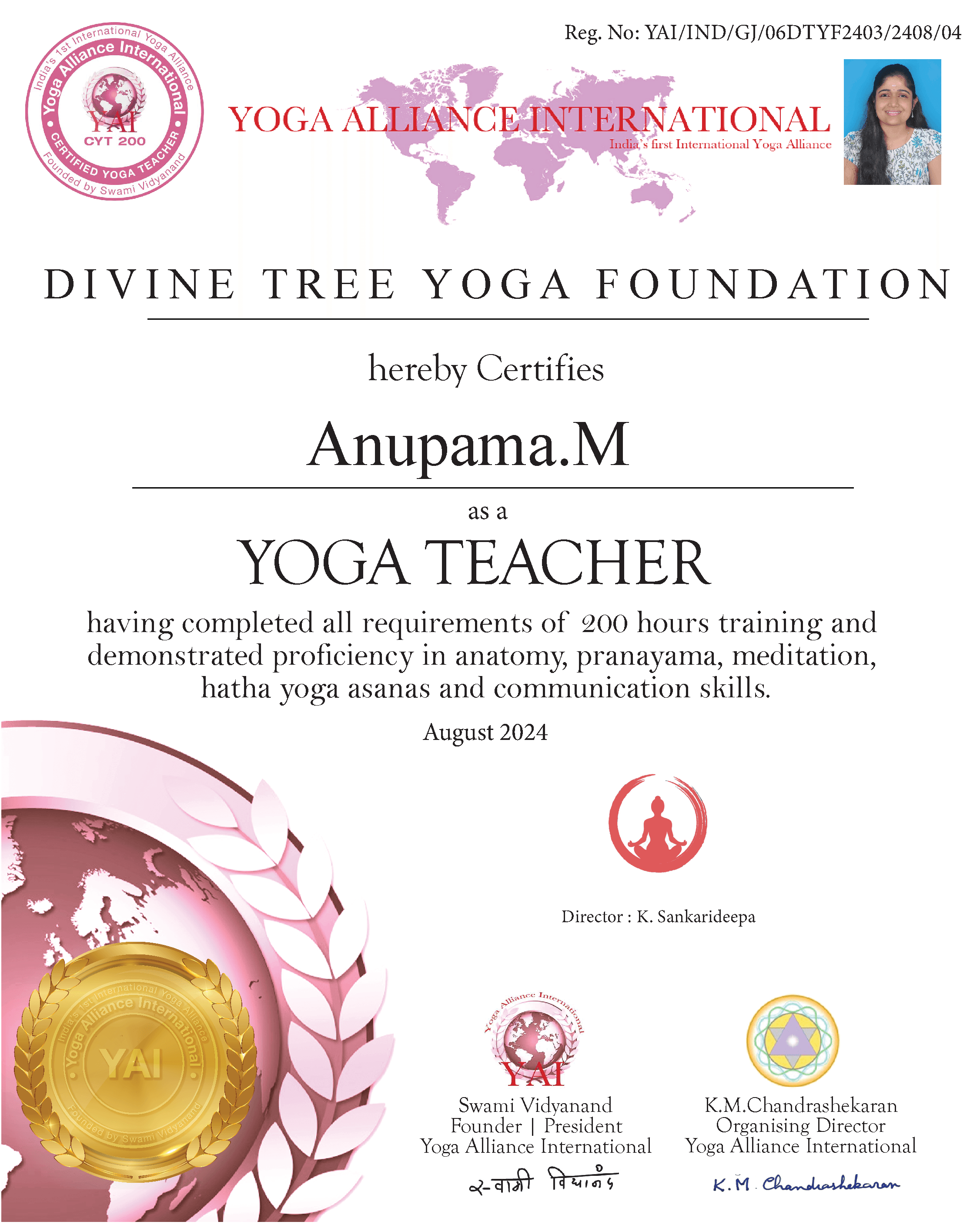Dr. Anupama certificate