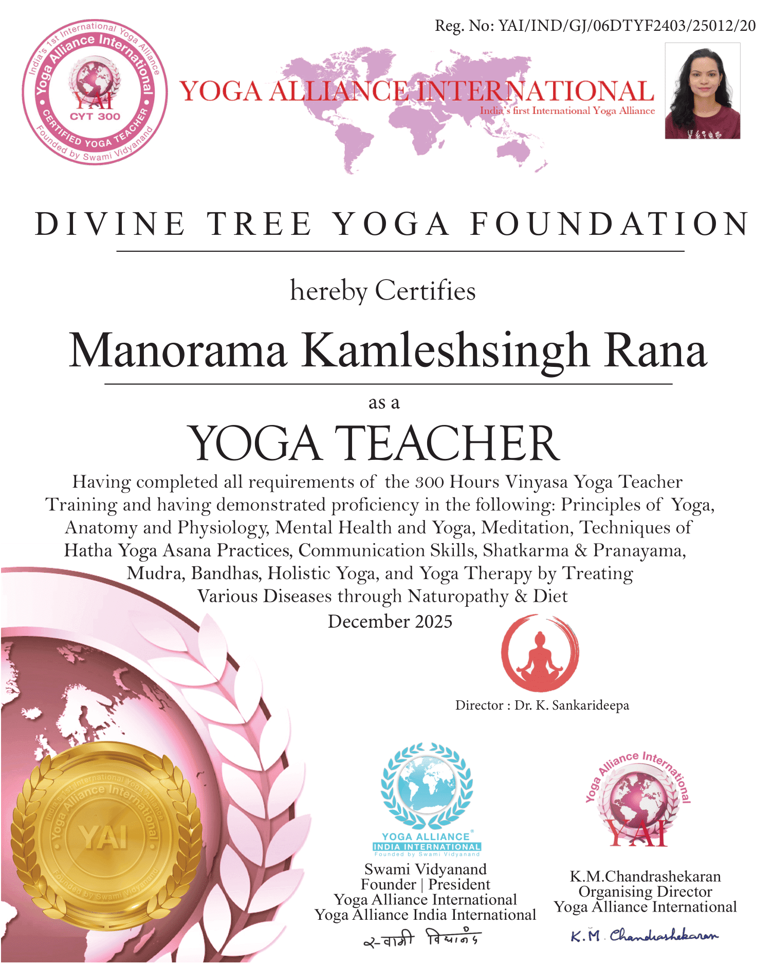 Manorama Kamleshsingh Rana certificate