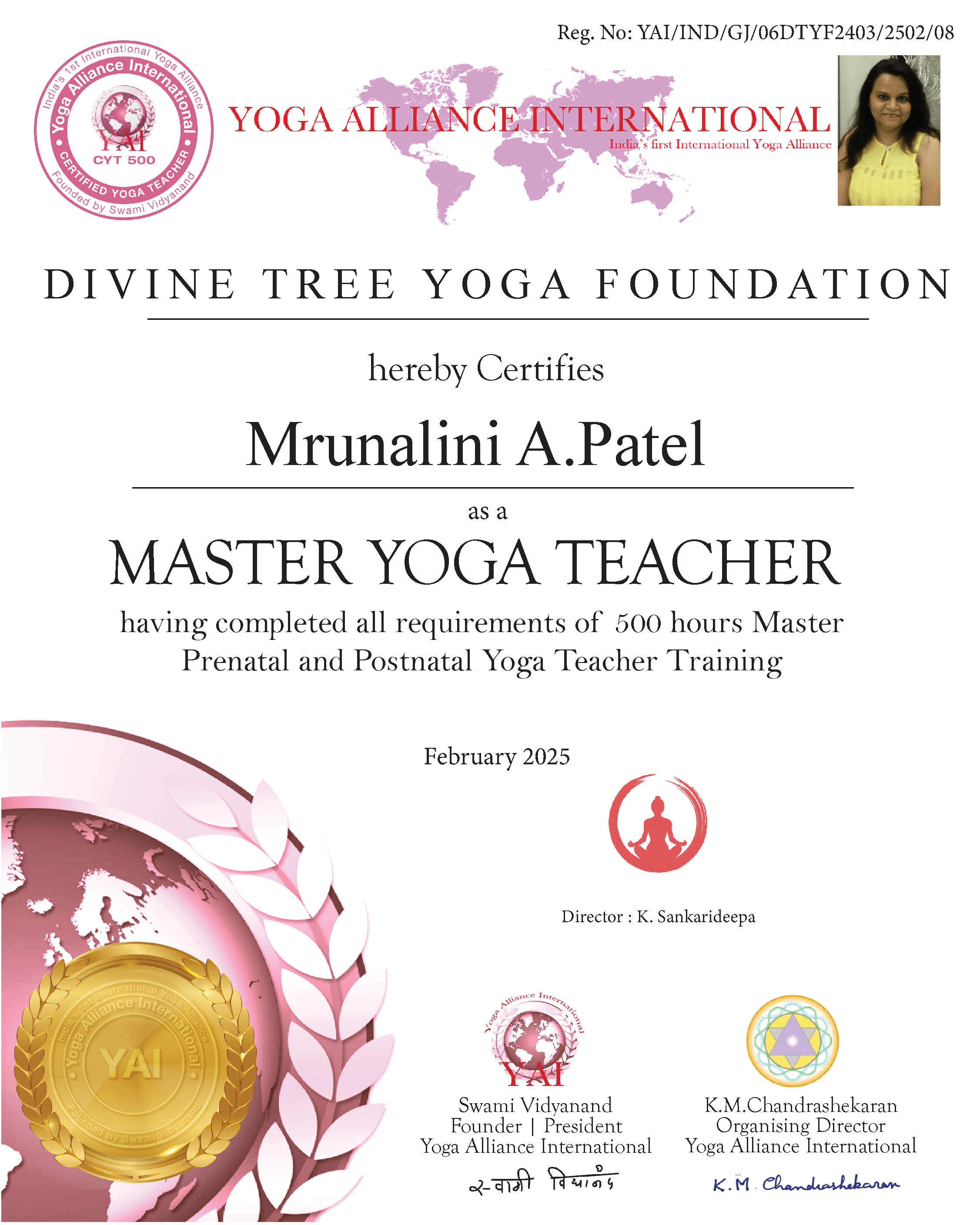 Dr. Mrunalini Patel certificate