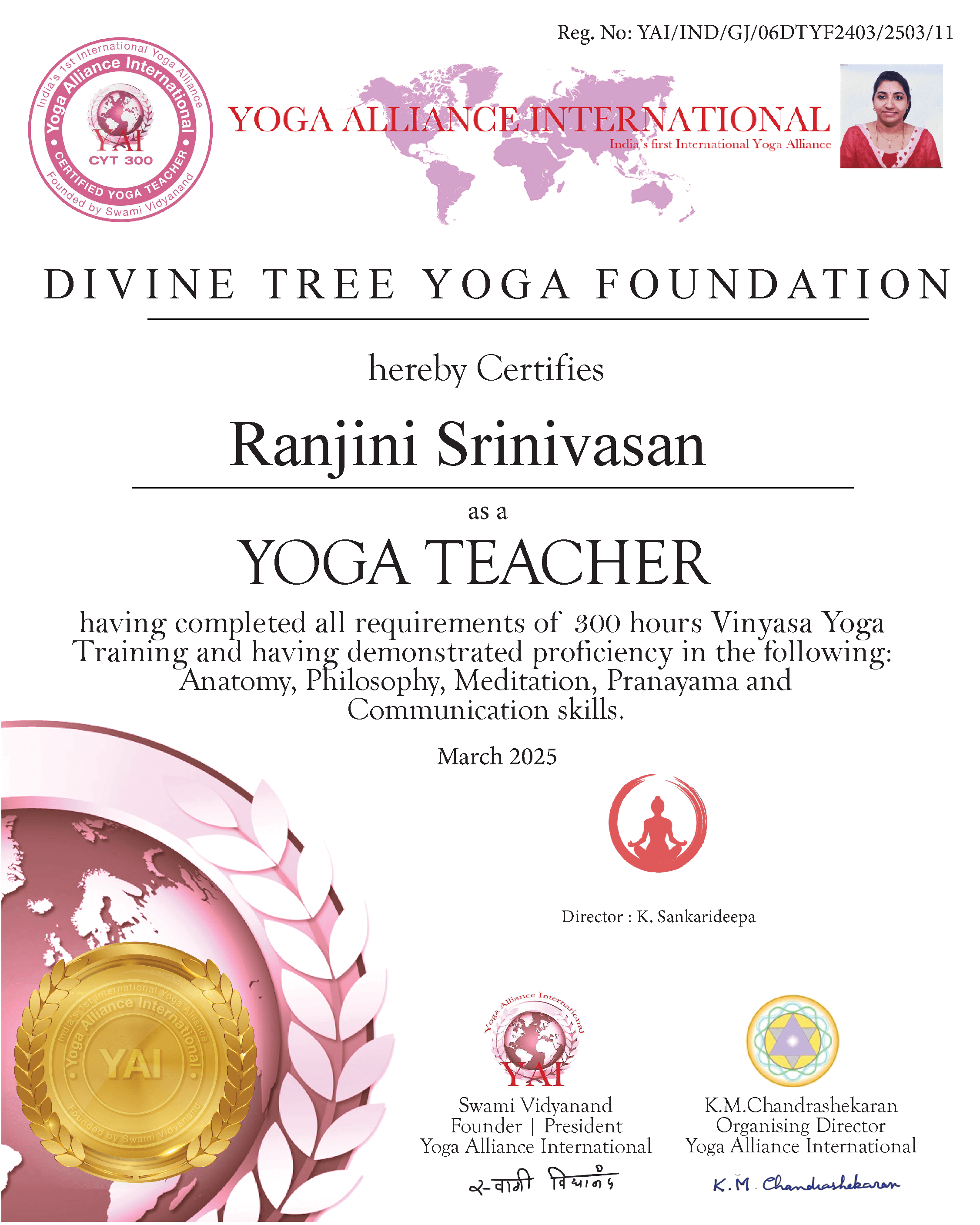 Ranjini Srinivasan certificate