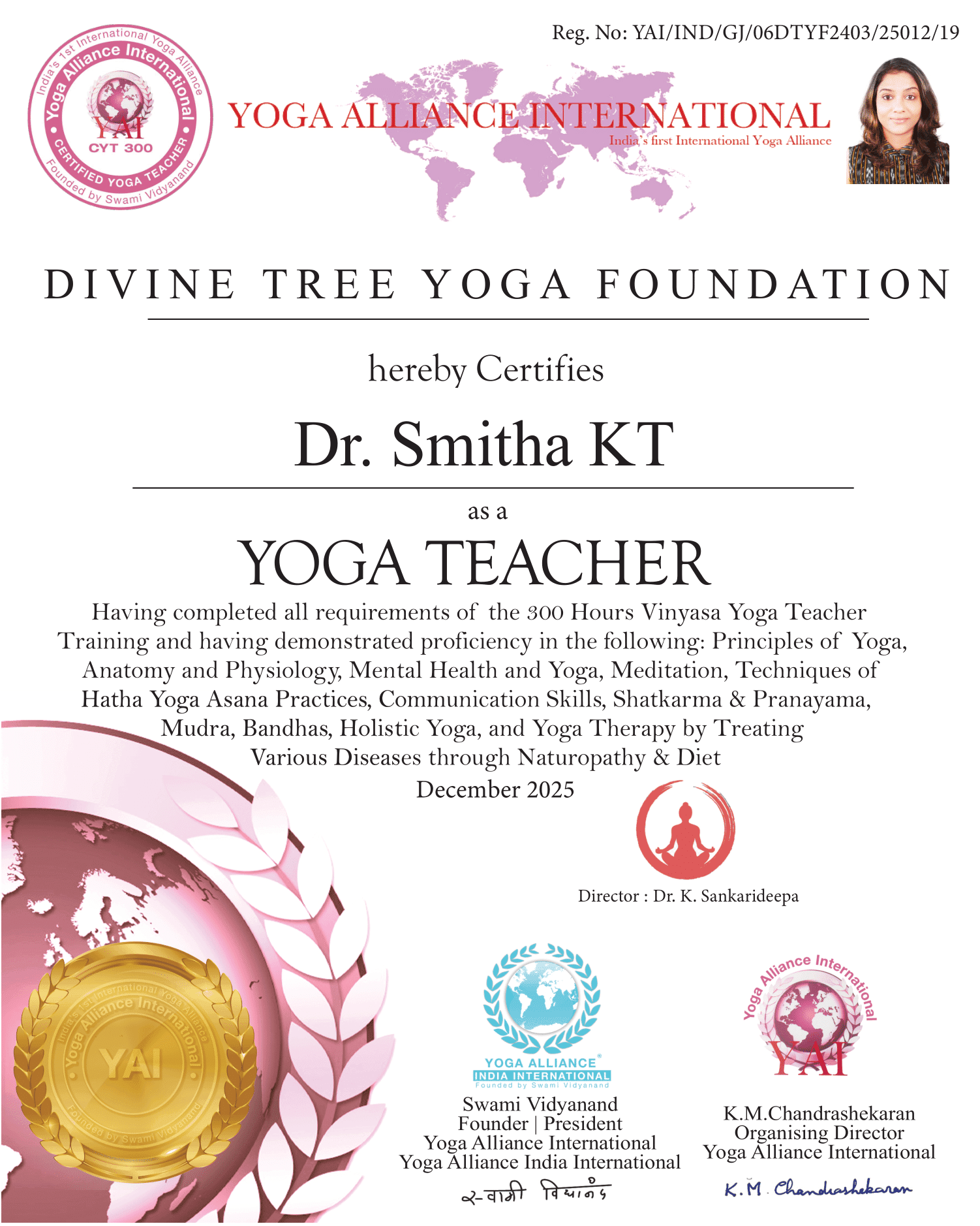 Dr. Smitha K T certificate