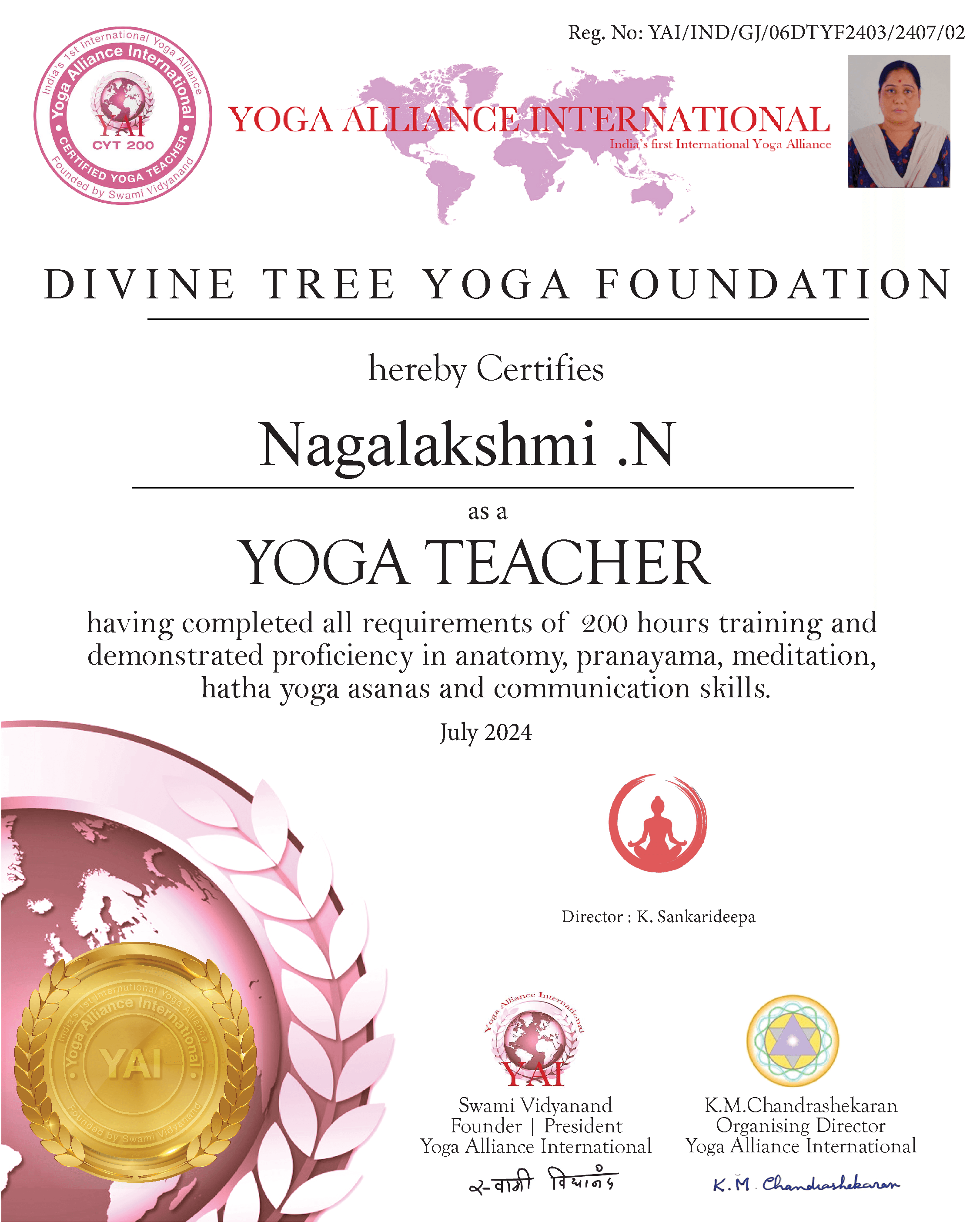 Nagalakshmi N. certificate