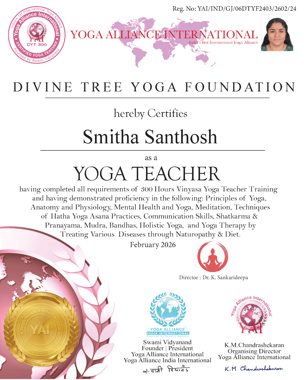 Smitha Santhosh certificate