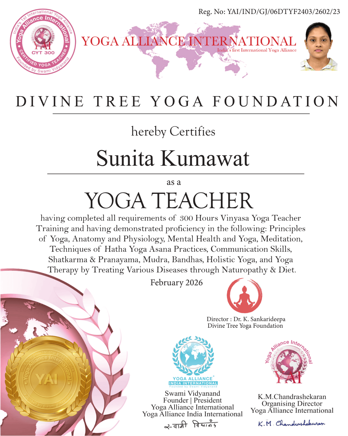 Sunita Kumawat certificate